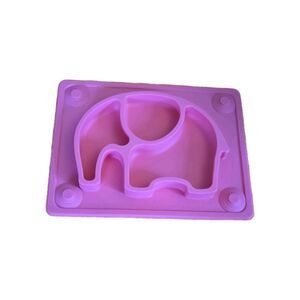 Pink Elephant Placemat For New Eaters Suction Cupped Baby Toddler Plate 10” Food